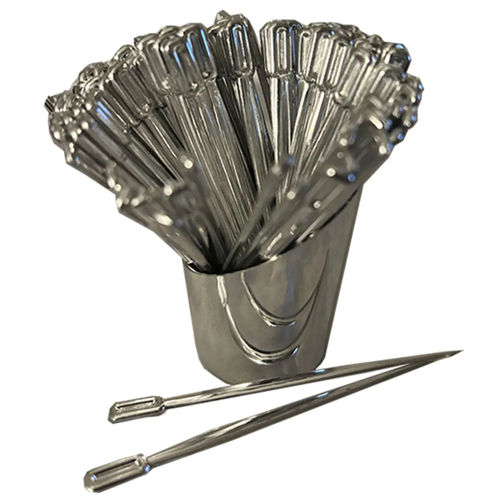 200 Silver Cocktail Picks Fruit Cheese Appetizer Skewer Picker Food Sample 3.3"