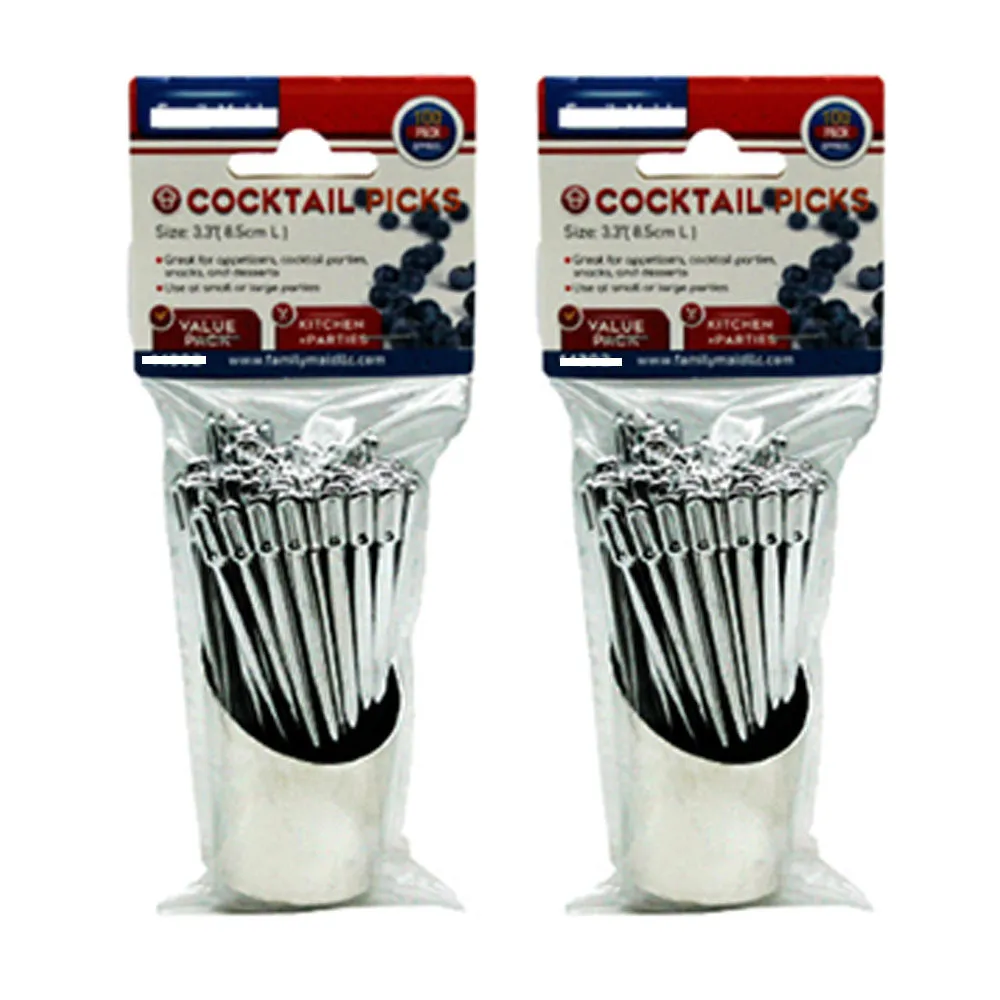 200 Silver Cocktail Picks Fruit Cheese Appetizer Skewer Picker Food Sample 3.3"
