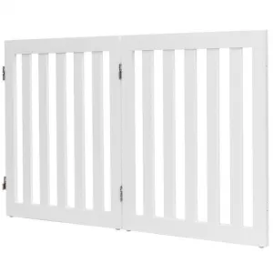 24" Folding Standing 2/3 Panels Wood Pet Fence-White-A