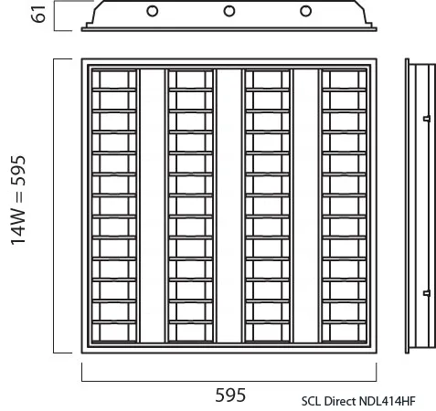 4 x 14 Watt T5 600 x 600 Contract Recessed Modular Light with emergency gear