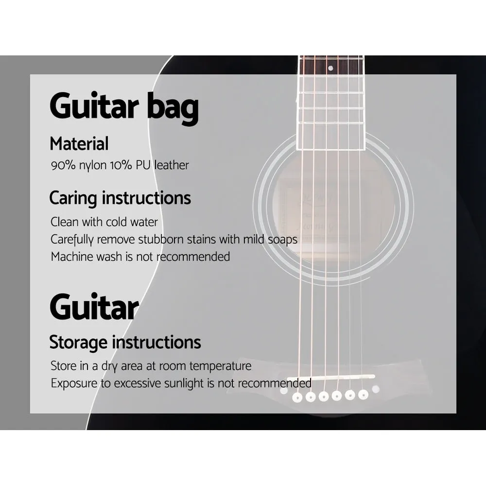 41" Black Acoustic Guitar Set, Dreadnought, Steel Strings - Alpha