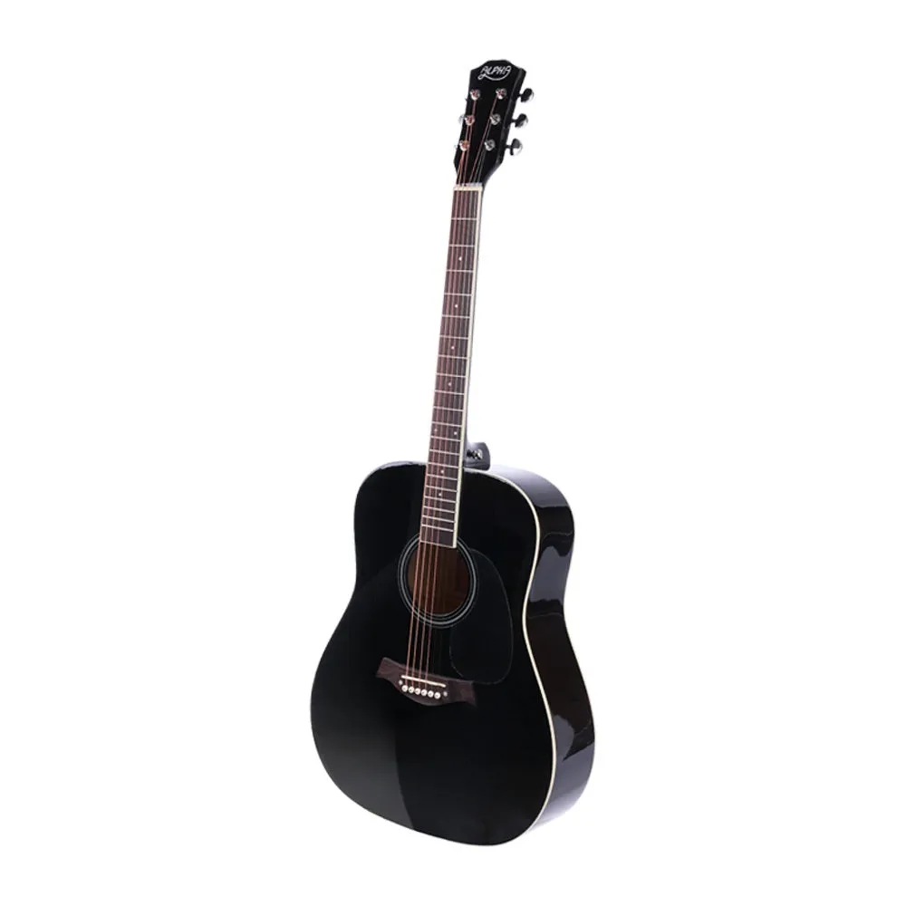 41" Black Acoustic Guitar Set, Dreadnought, Steel Strings - Alpha