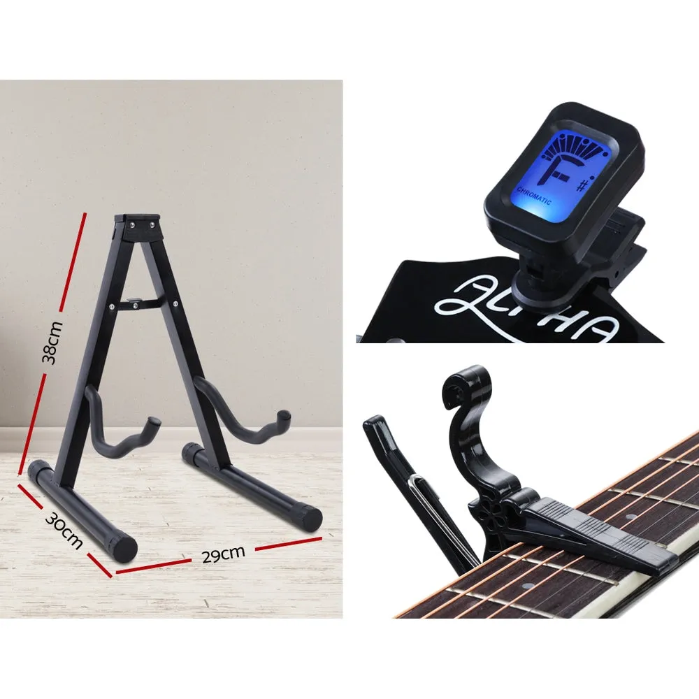 41" Black Acoustic Guitar Set, Dreadnought, Steel Strings - Alpha