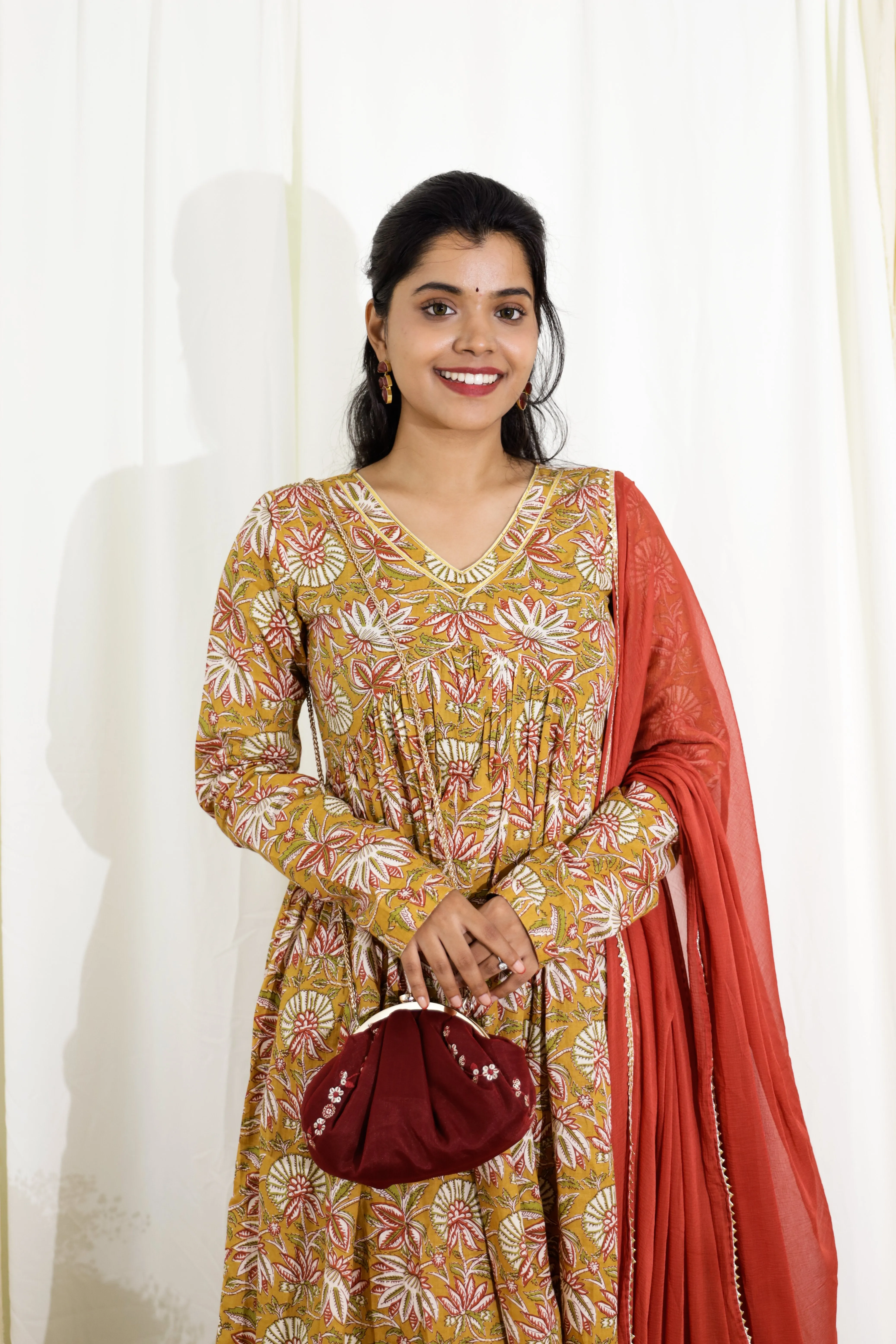 Abhishri - anarkali suit set with gota work and chiffon dupatta