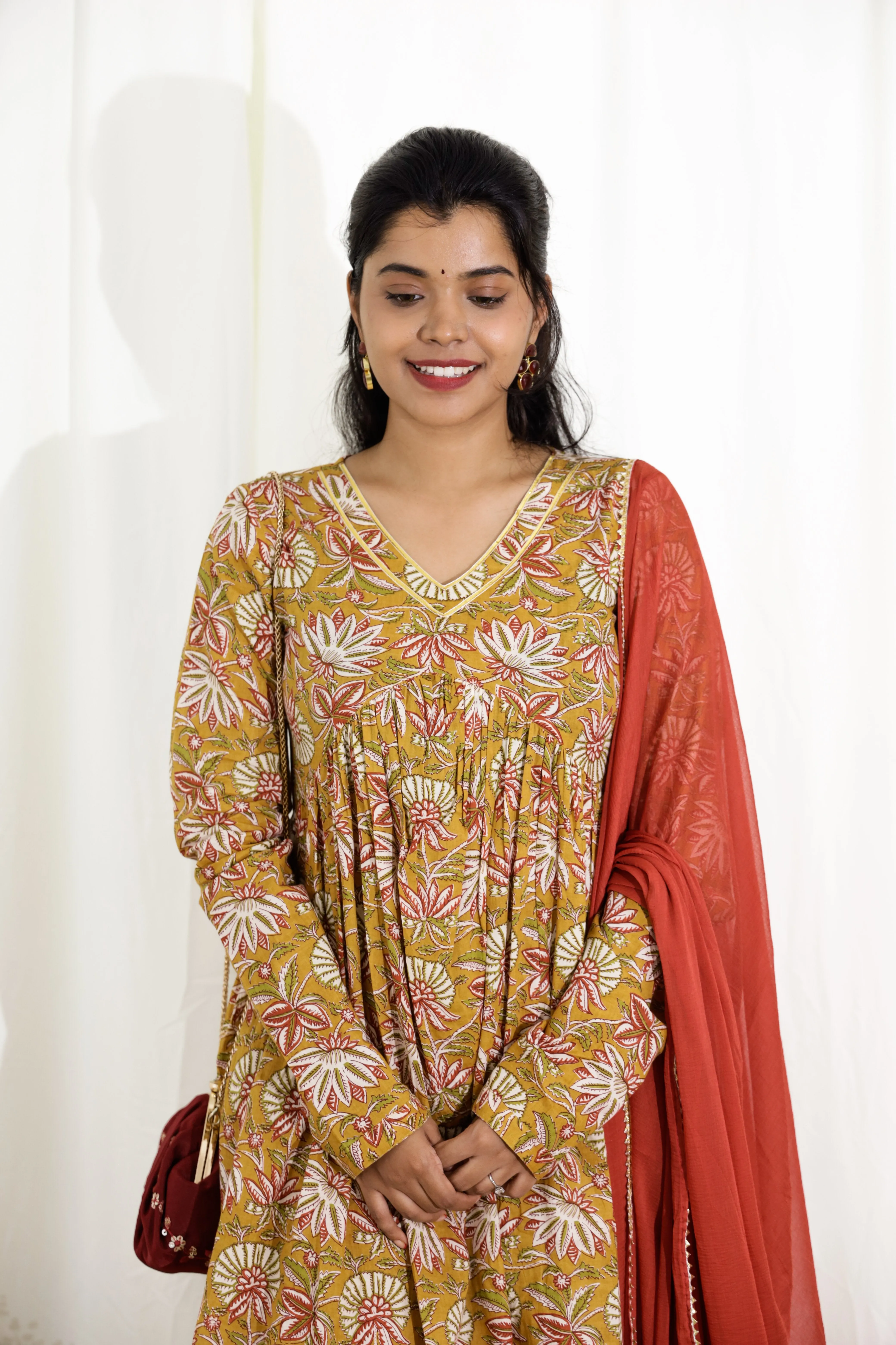 Abhishri - anarkali suit set with gota work and chiffon dupatta