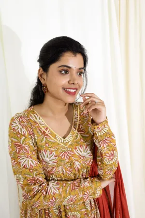 Abhishri - anarkali suit set with gota work and chiffon dupatta