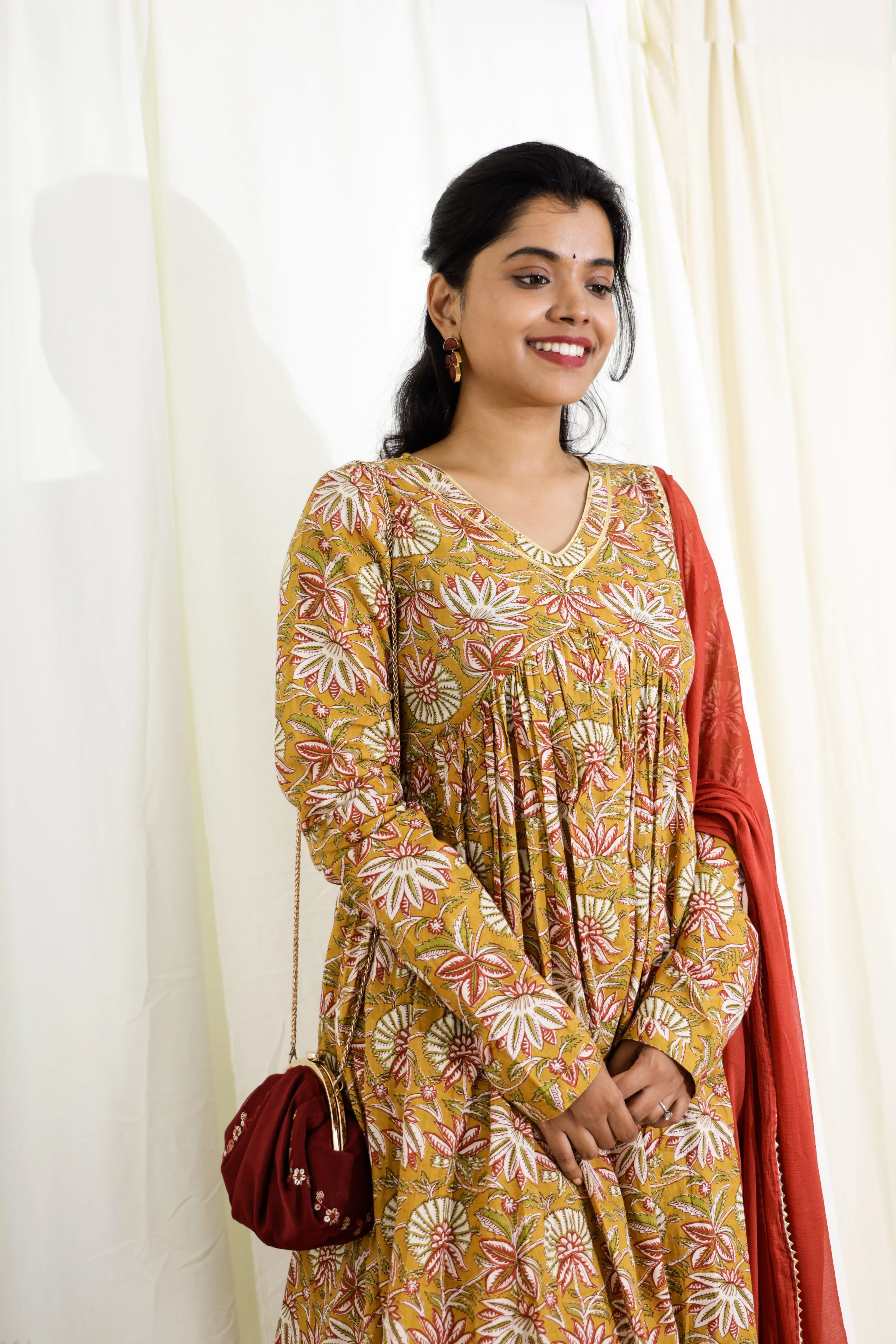 Abhishri - anarkali suit set with gota work and chiffon dupatta