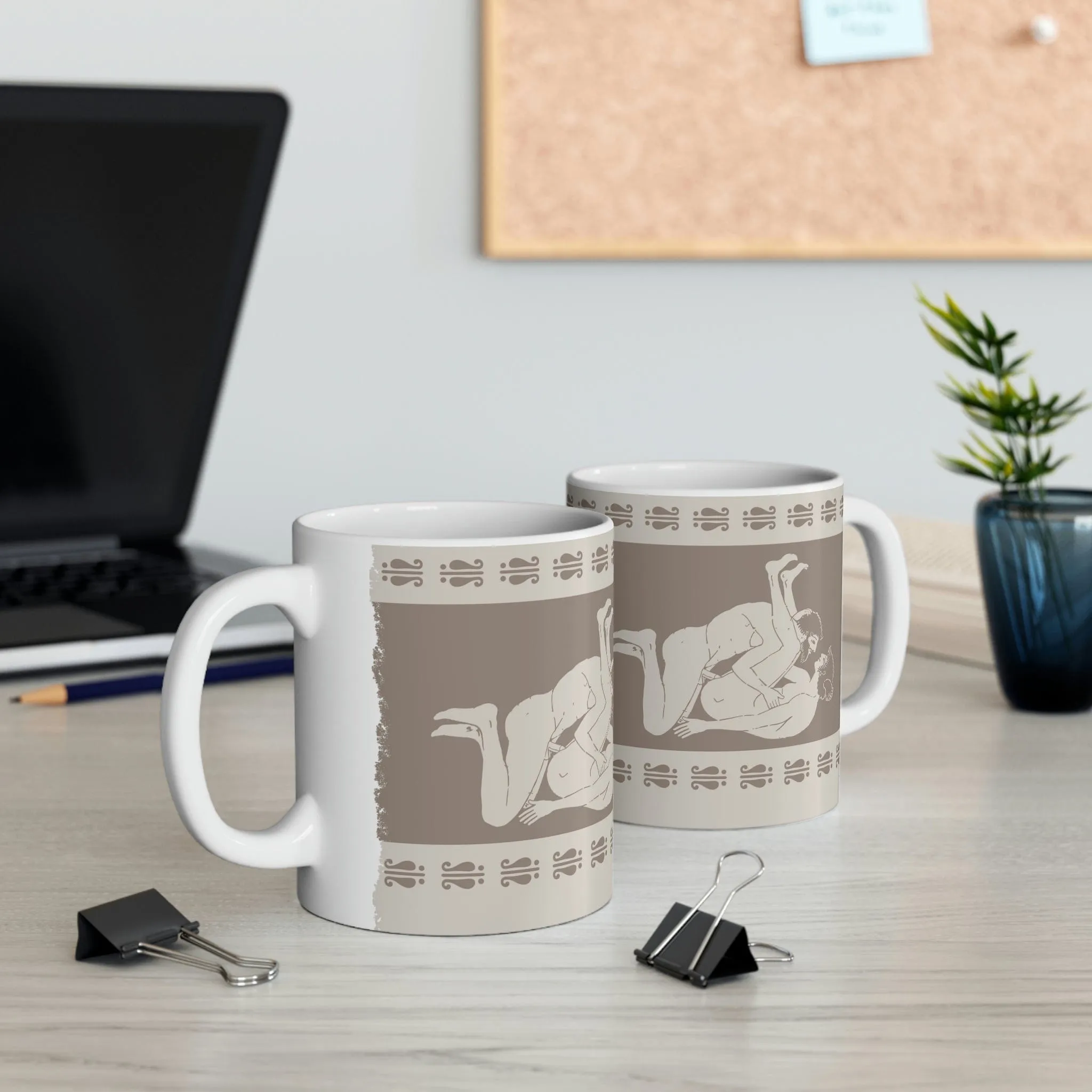 Birdcage Inspired Greek Boy Dinnerware - Missionary Pattern Ceramic Mug 11oz