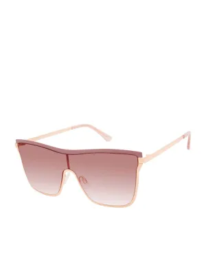 Chic Metal Square Shield Sunglasses in Rose Gold & Rose