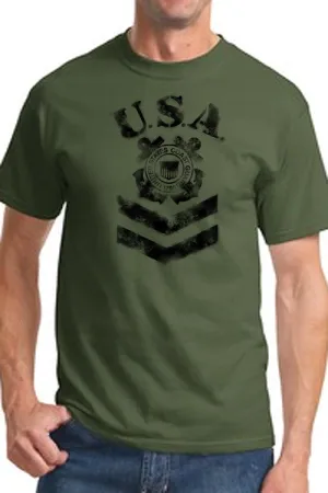 Coast Guard Logo Faux Stenciled Shirt
