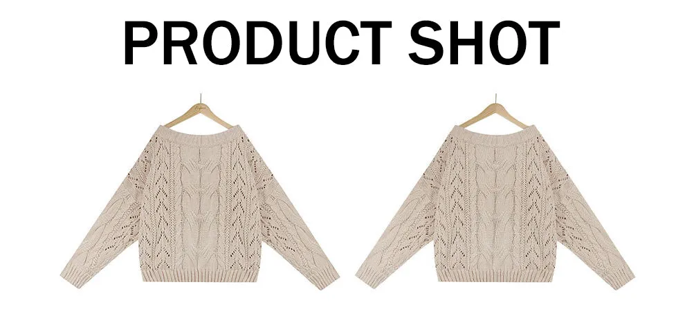 Fashion Long Sleeve Off Shoulder Knitted Sweater