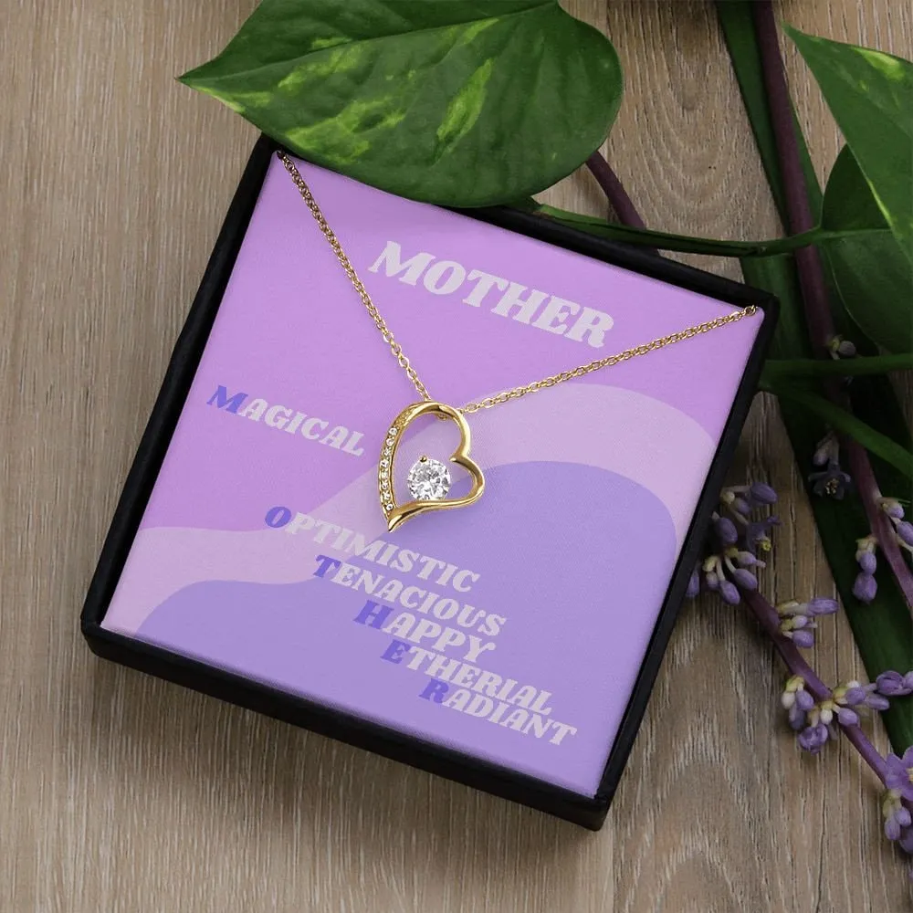 Gift for Mom, Forever Love Gold Necklace, Mother Gift, Retro Purple Lavender, Gold Forever Love Necklace for Mom, Holiday Mom Gift