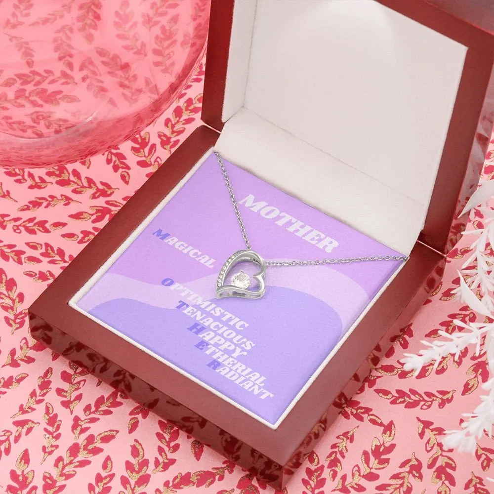 Gift for Mom, Forever Love Gold Necklace, Mother Gift, Retro Purple Lavender, Gold Forever Love Necklace for Mom, Holiday Mom Gift