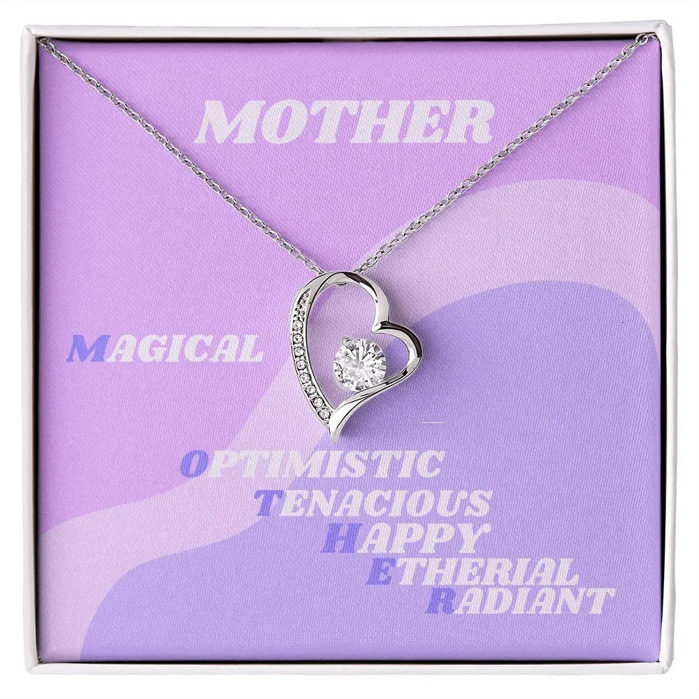 Gift for Mom, Forever Love Gold Necklace, Mother Gift, Retro Purple Lavender, Gold Forever Love Necklace for Mom, Holiday Mom Gift