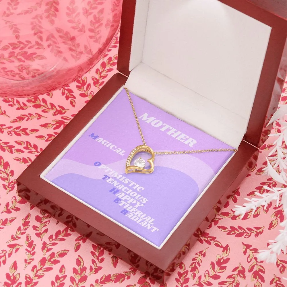 Gift for Mom, Forever Love Gold Necklace, Mother Gift, Retro Purple Lavender, Gold Forever Love Necklace for Mom, Holiday Mom Gift