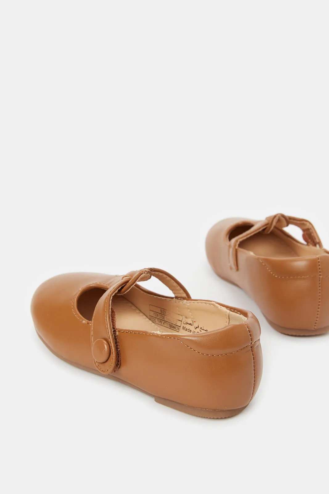 Girls Tan T-Bar Ballerina