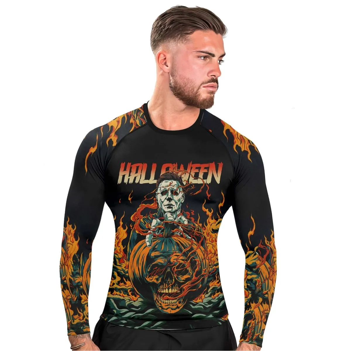 Halloween Michael Myers Return Men's Long Sleeve Rash Guard