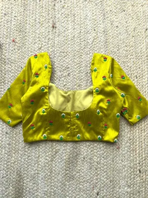 Lime green silk handwork blouse