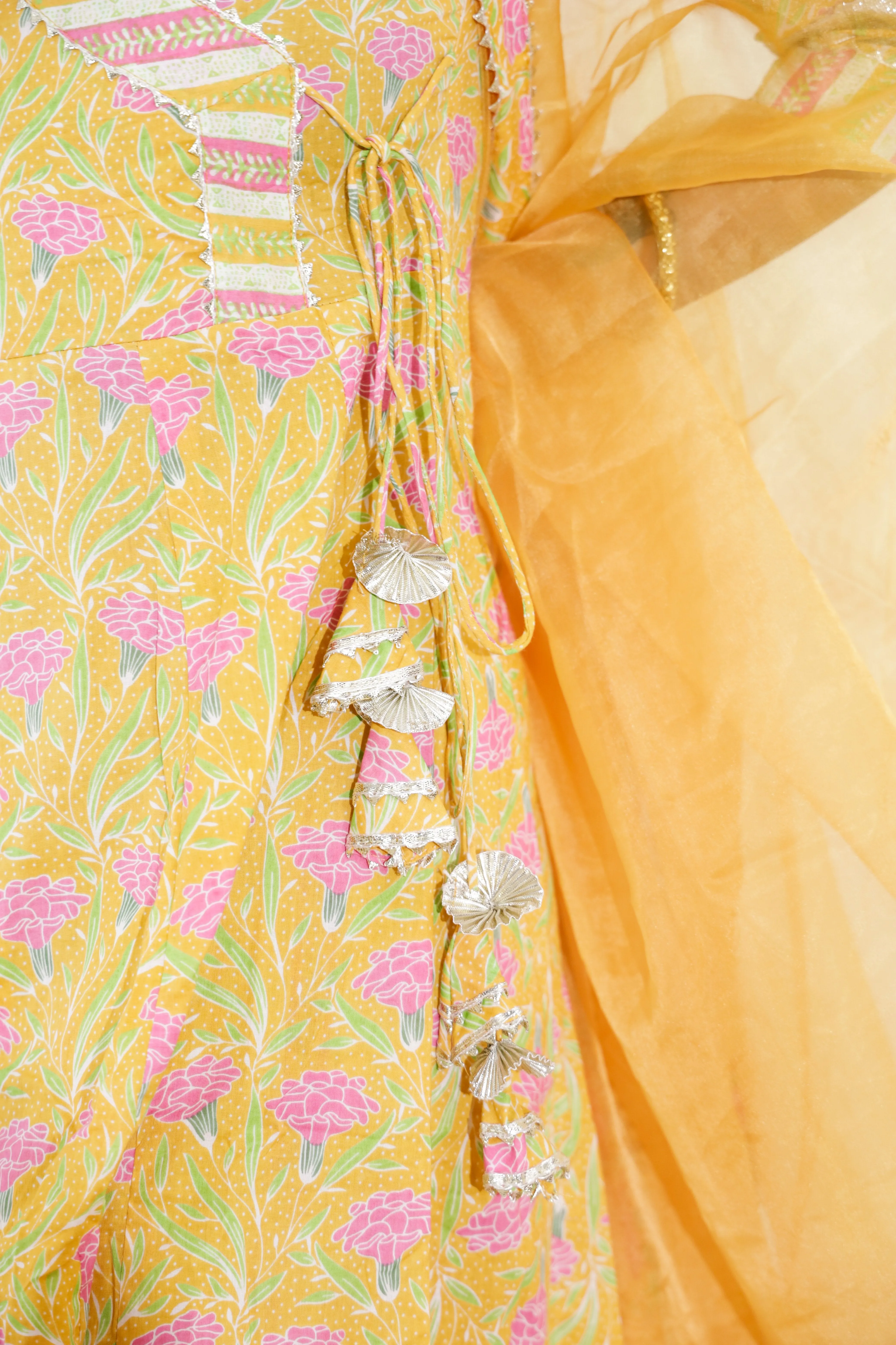 Manjari - anarkali suit set with gota work and organza dupatta