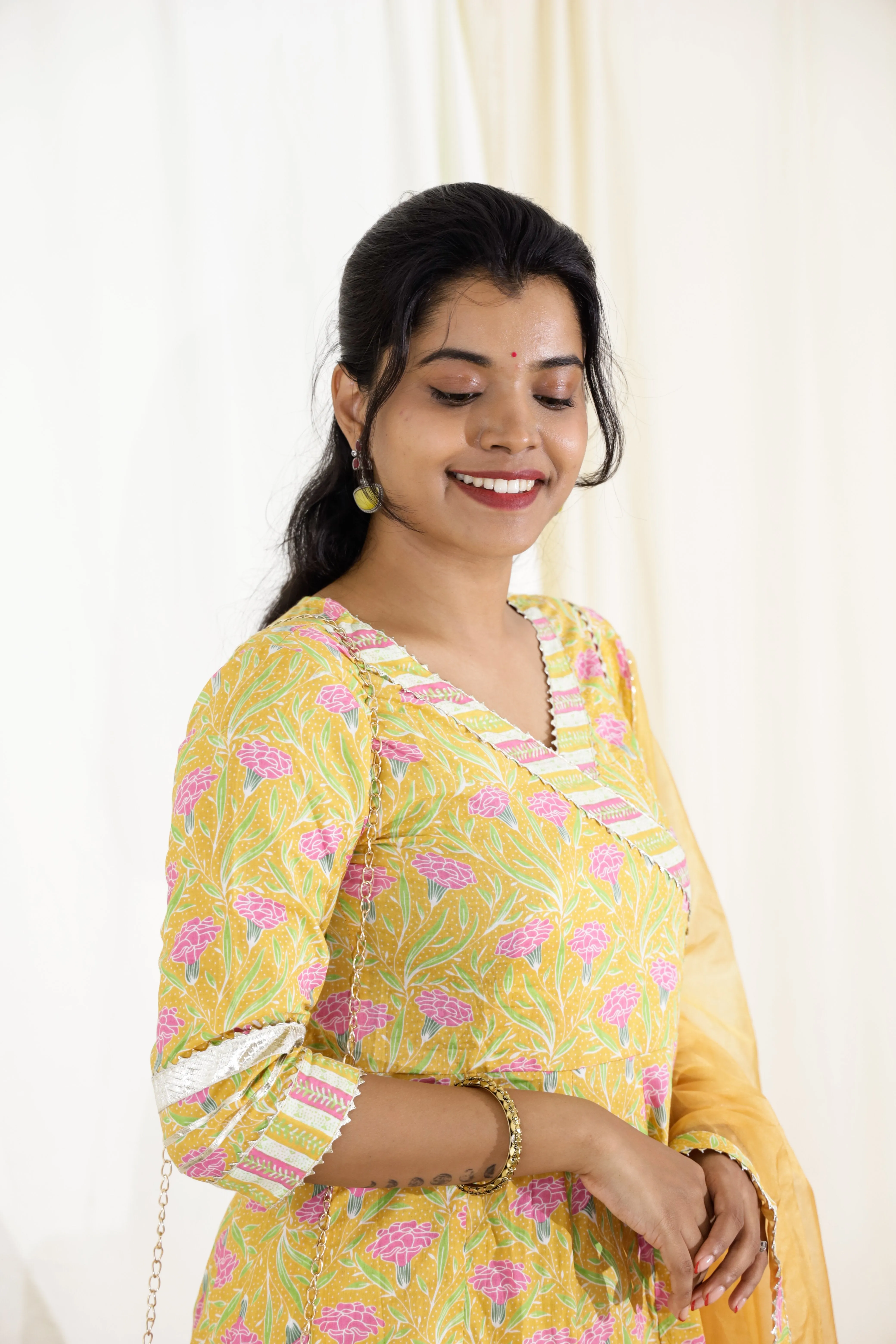 Manjari - anarkali suit set with gota work and organza dupatta