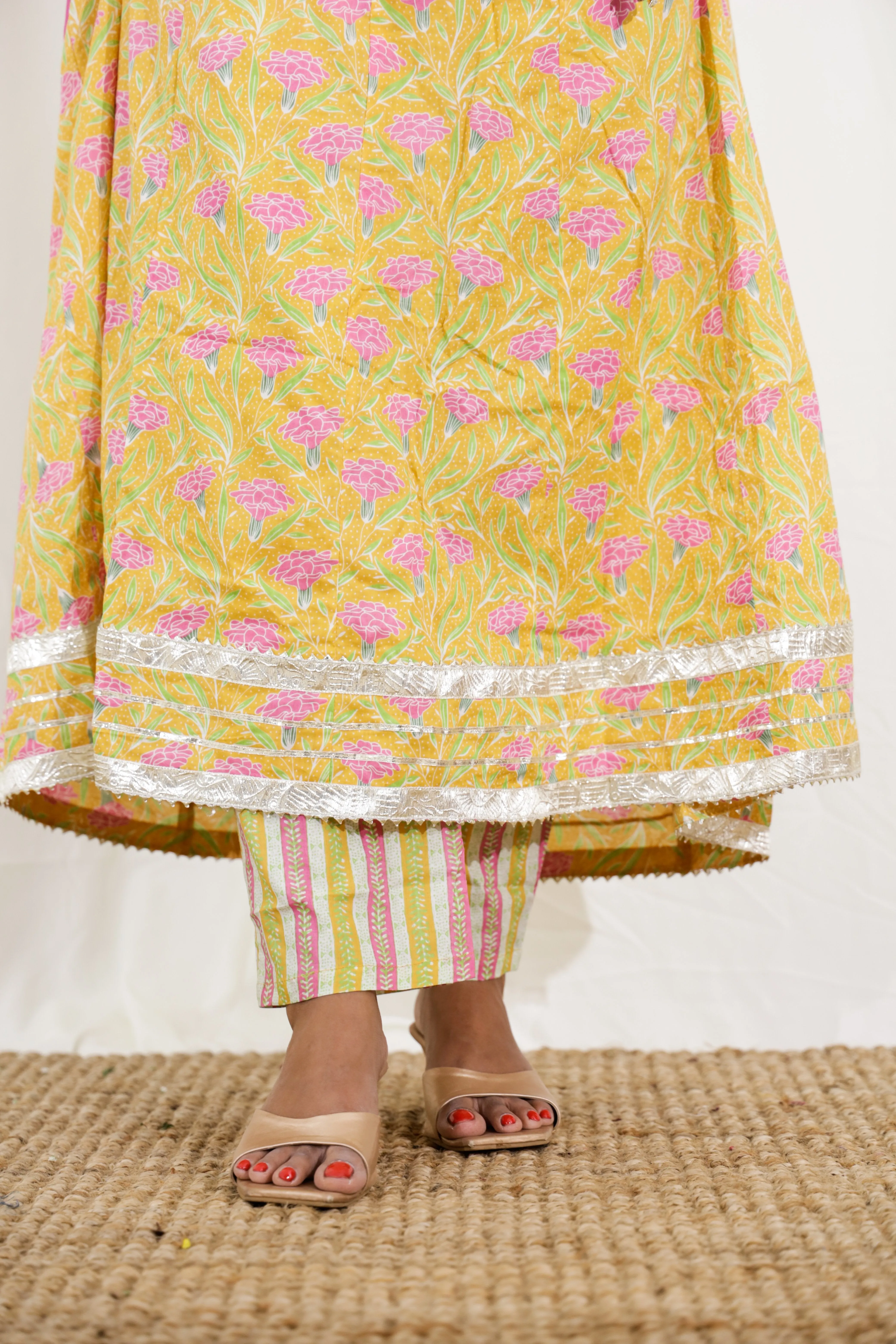 Manjari - anarkali suit set with gota work and organza dupatta