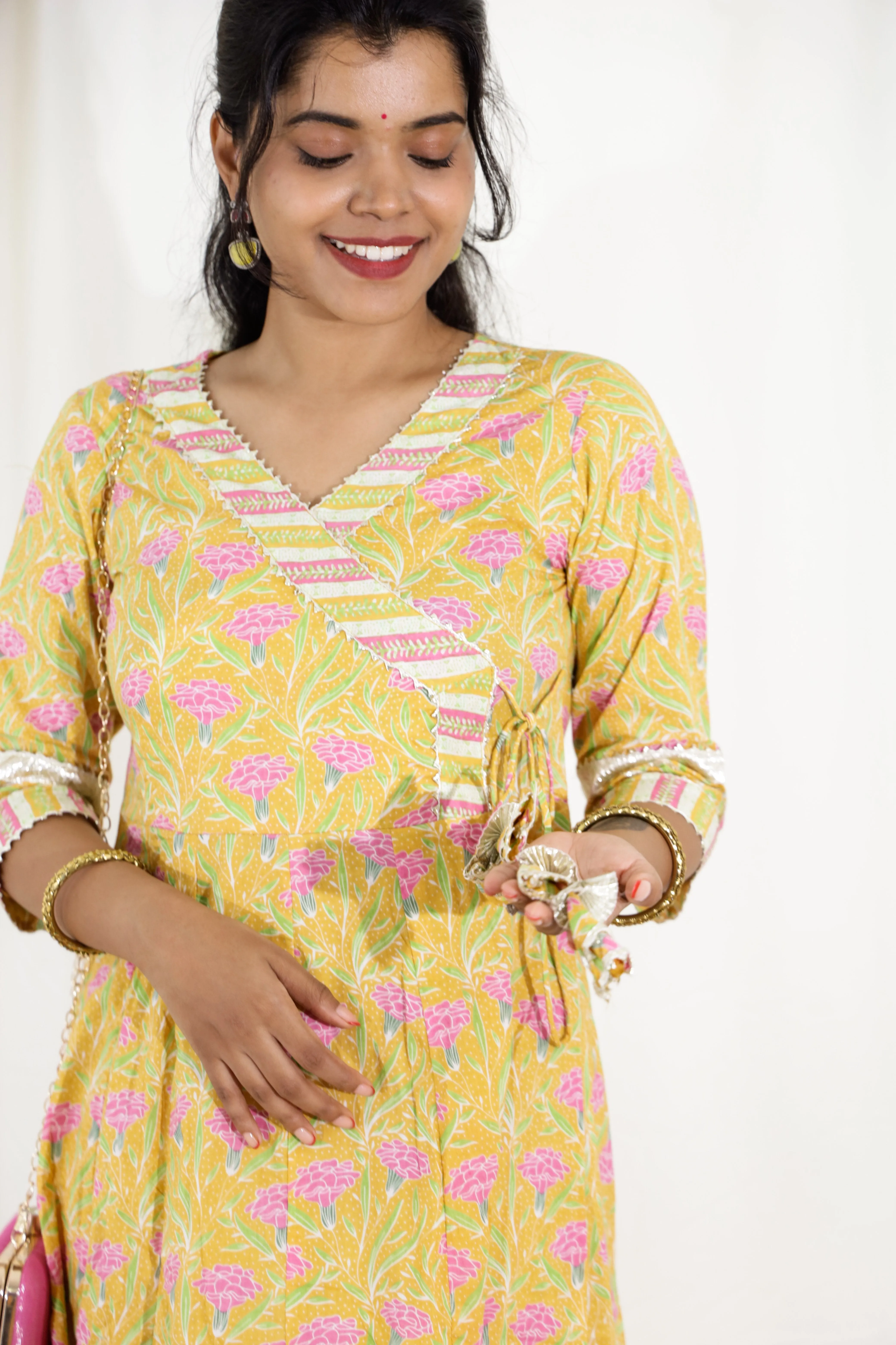 Manjari - anarkali suit set with gota work and organza dupatta