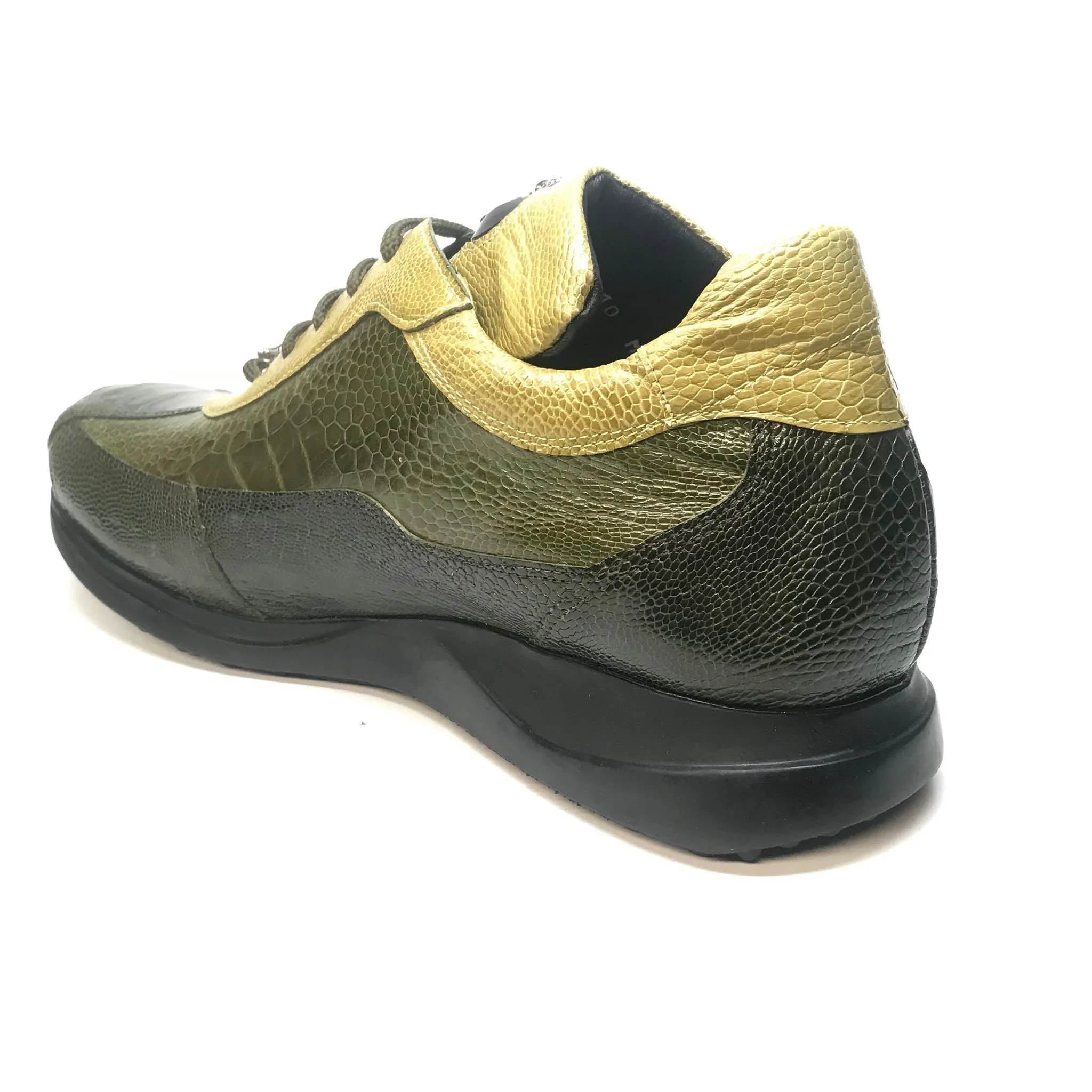 Mauri 8727 Money Green Three tone Ostrich Leg Sneakers
