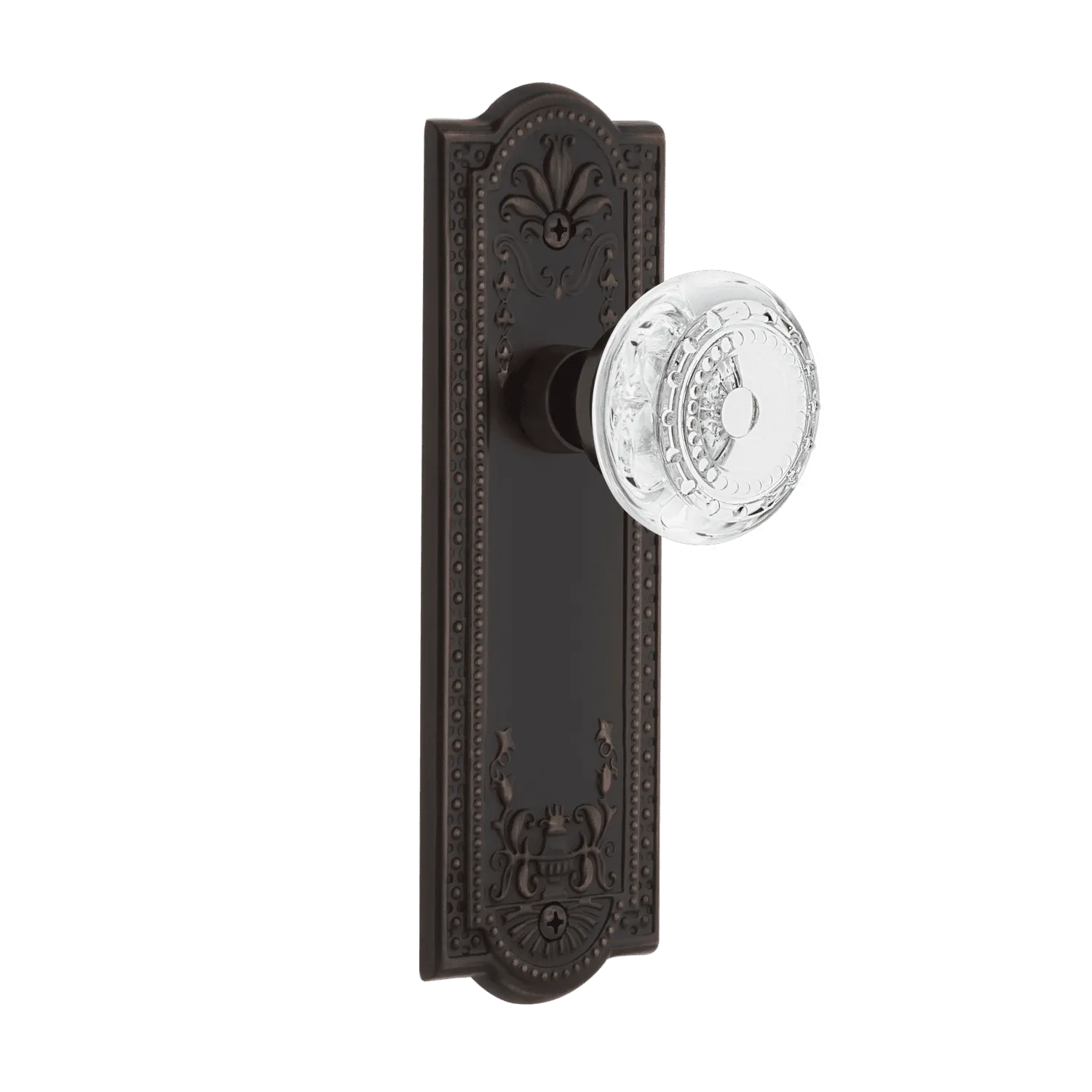 Meadows Long Plate with Crystal Meadows Knob in Timeless Bronze