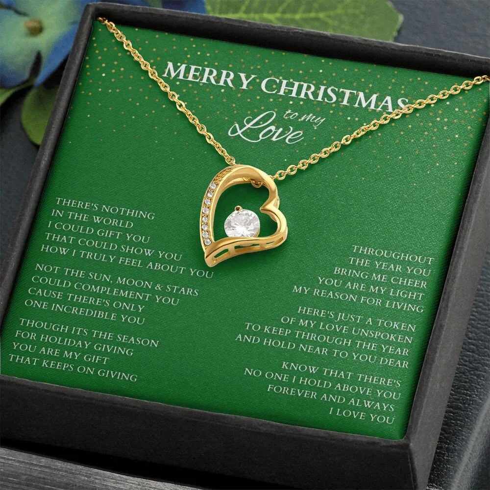 Merry Christmas Love Necklace Gift, Gift for Girlfriend,Holiday Heart Necklace with Poem for Love, Forever Love To Lover, Life Partner Gift