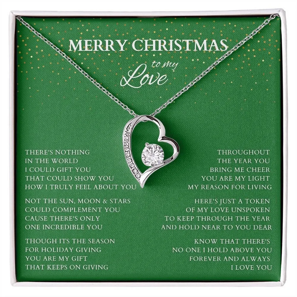 Merry Christmas Love Necklace Gift, Gift for Girlfriend,Holiday Heart Necklace with Poem for Love, Forever Love To Lover, Life Partner Gift