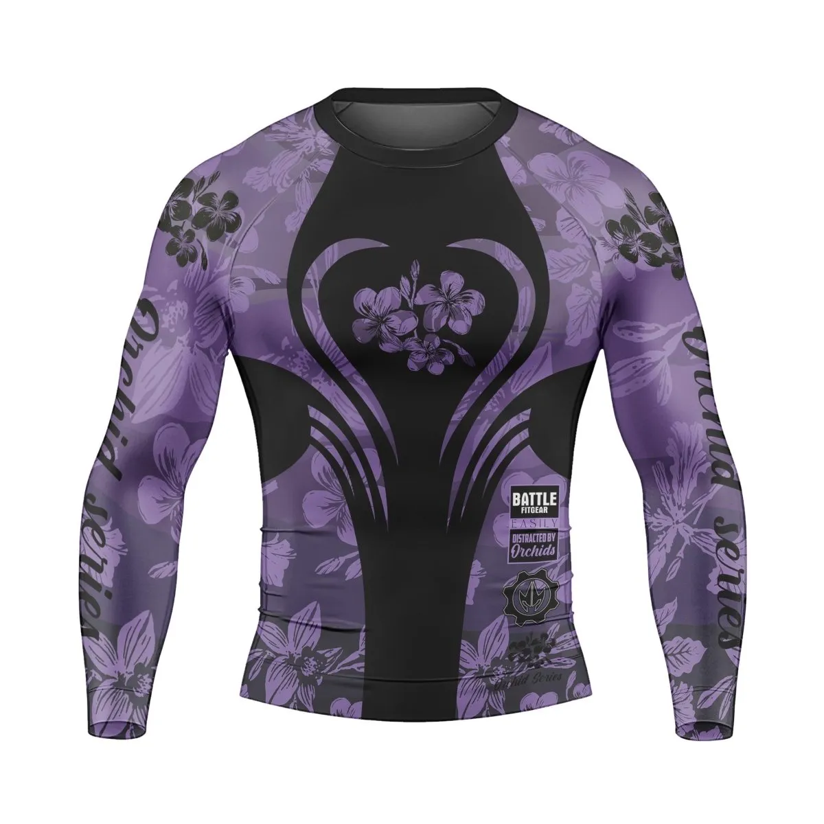 Orchid Series Violet Heart Pattern Men's Long Sleeve Rash Guard