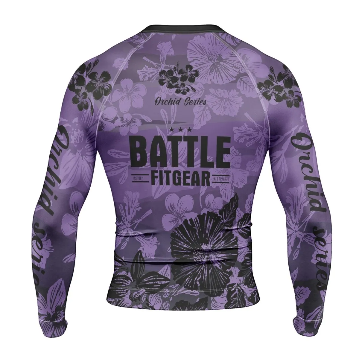 Orchid Series Violet Heart Pattern Men's Long Sleeve Rash Guard