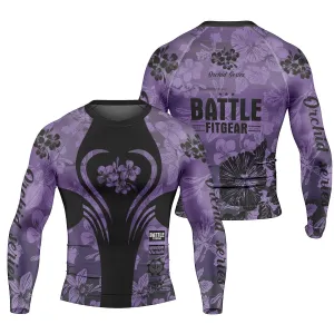 Orchid Series Violet Heart Pattern Men's Long Sleeve Rash Guard
