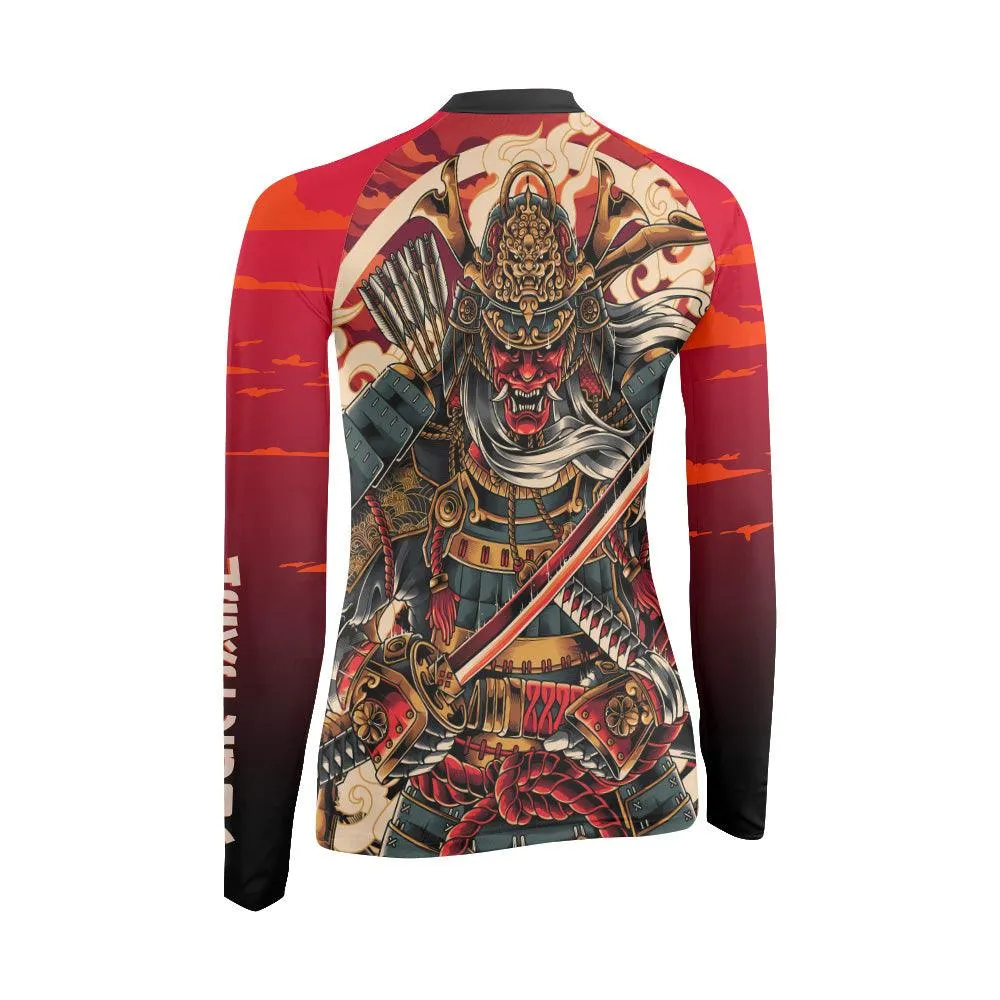 Personalized Samurai Shogun Women's Long Sleeve Rash Guard