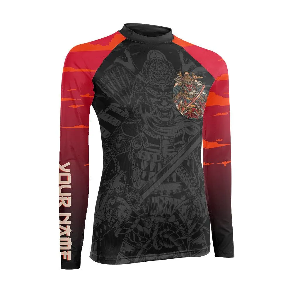 Personalized Samurai Shogun Women's Long Sleeve Rash Guard