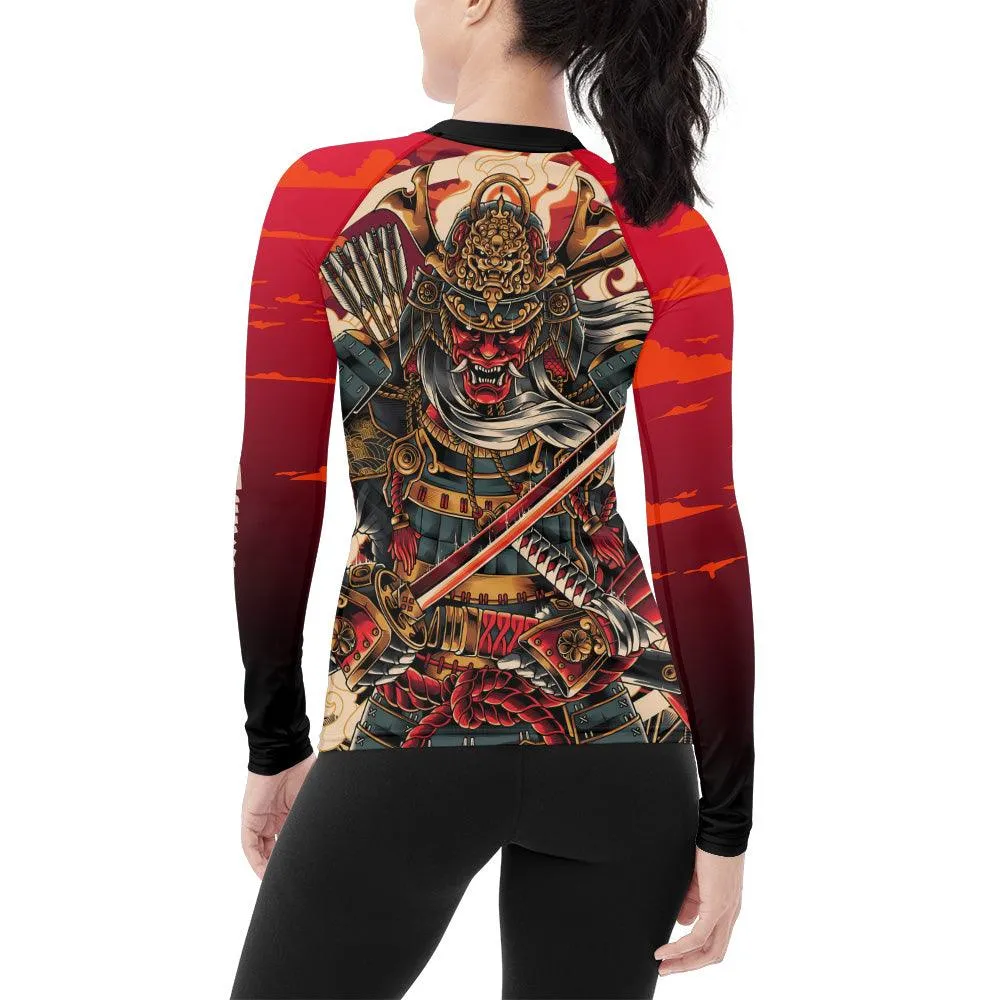 Personalized Samurai Shogun Women's Long Sleeve Rash Guard