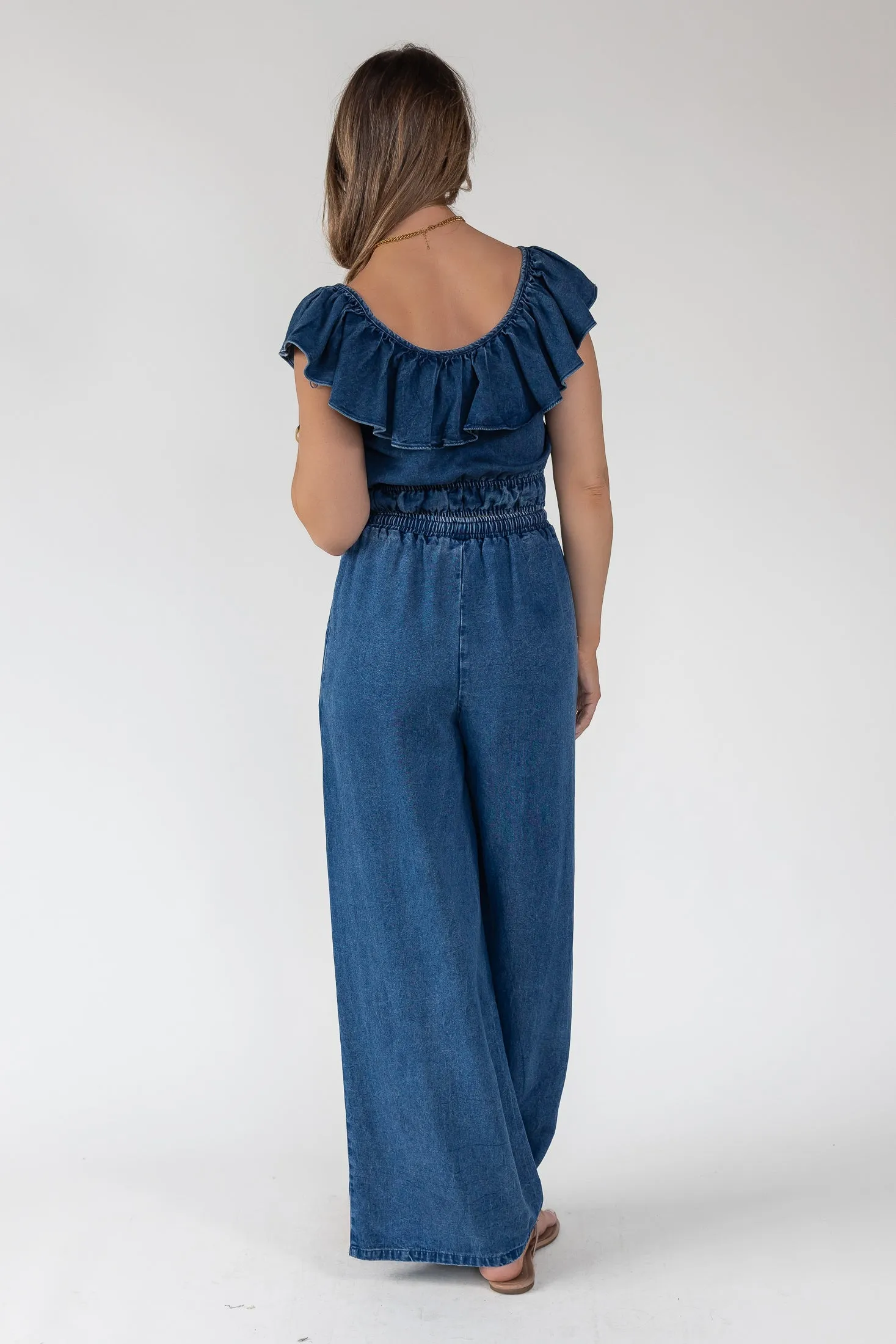 Riviera Wide-Leg Chambray Pant