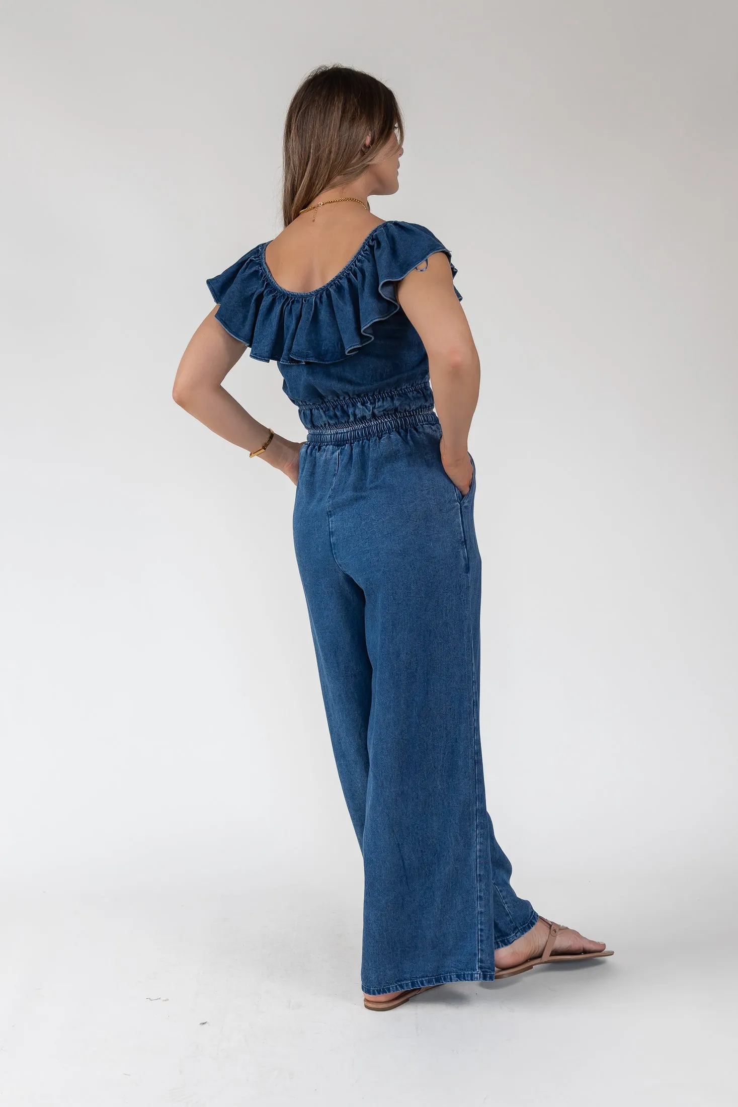 Riviera Wide-Leg Chambray Pant