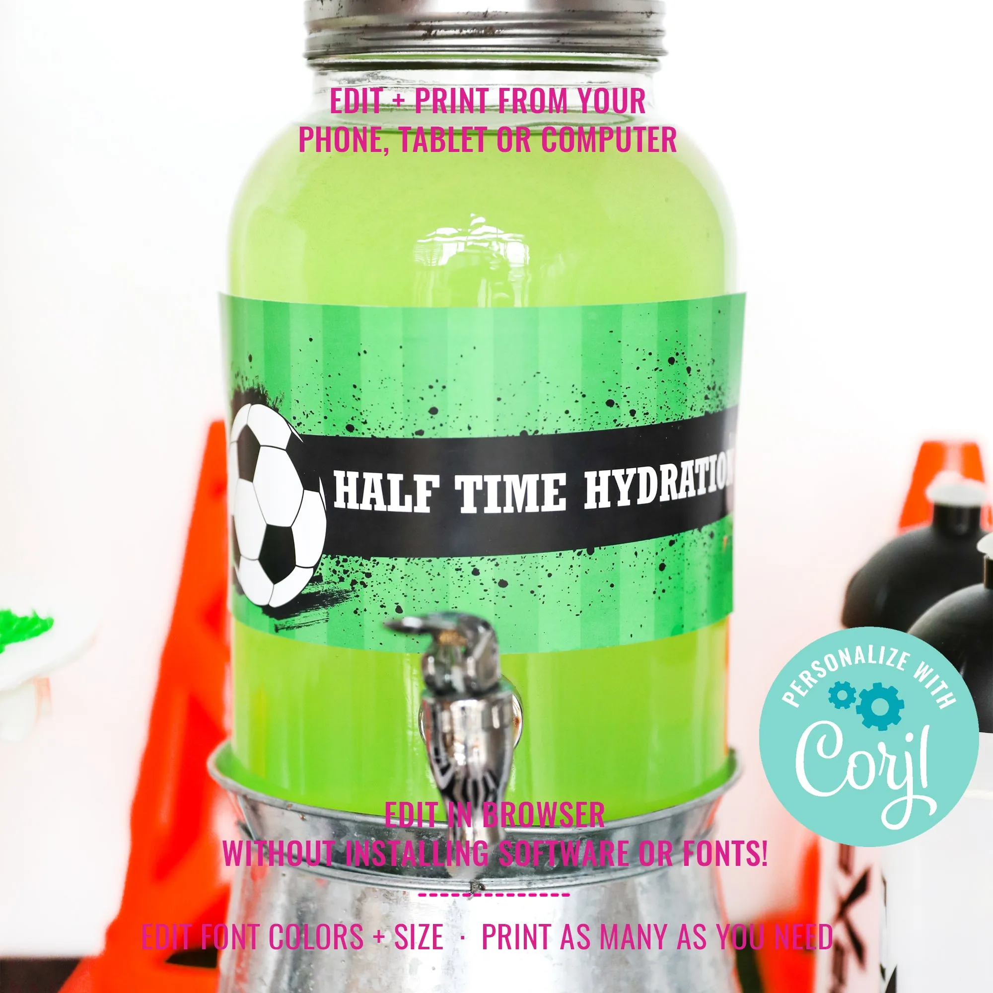 Soccer Party Printable Party Signs | Soccer Drinks Labels | Printable Soccer Party Signs