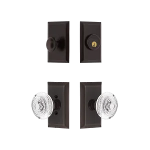 Studio Entry Set with Crystal Egg & Dart Knob in Timeless Bronze