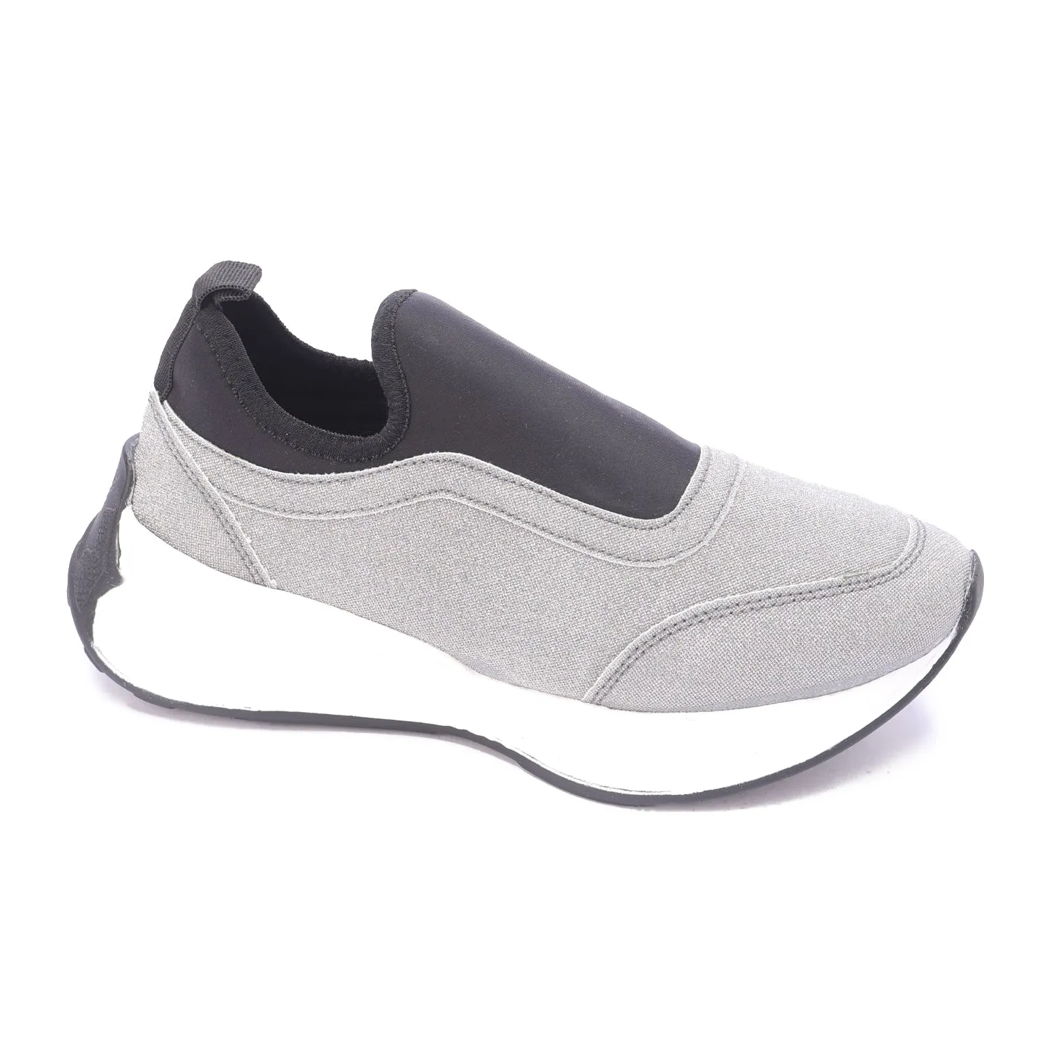 Textured Slip-On Thick Sole Shoe-Gray