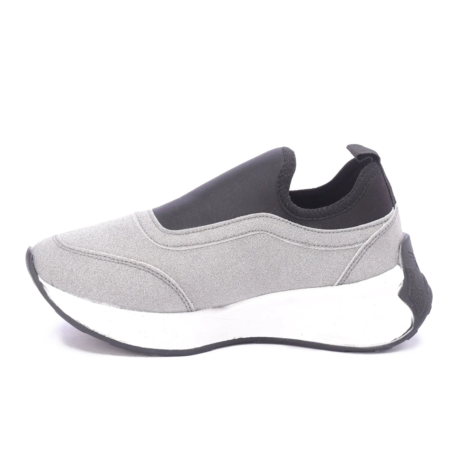 Textured Slip-On Thick Sole Shoe-Gray