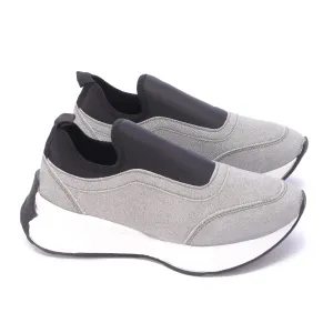 Textured Slip-On Thick Sole Shoe-Gray