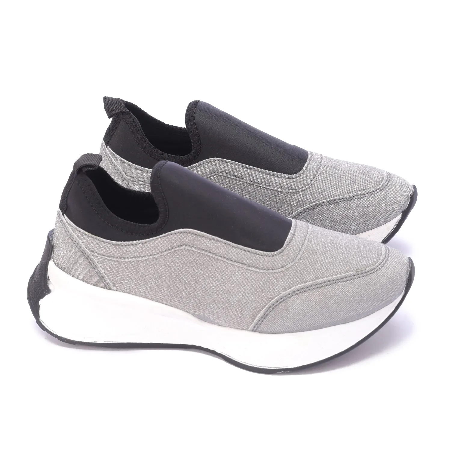 Textured Slip-On Thick Sole Shoe-Gray