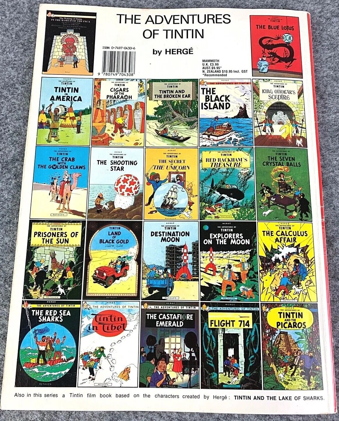 Tintin in Tibet - Tintin Mammoth UK Paperback Edition Book 1990s