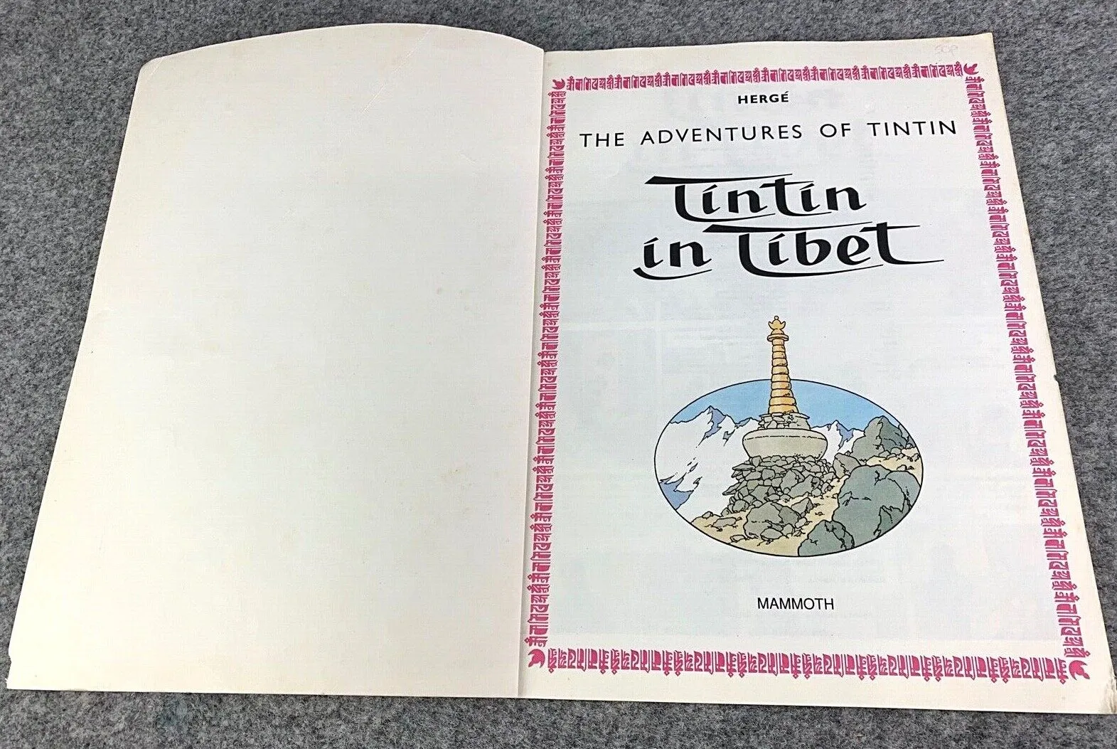 Tintin in Tibet - Tintin Mammoth UK Paperback Edition Book 1990s
