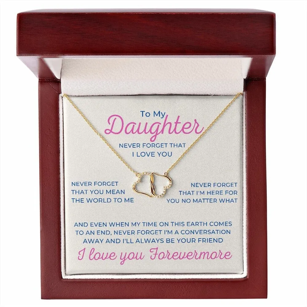 To My Daughter, Everlasting Love Gold and Diamond Necklace for Birthday or Christmas
