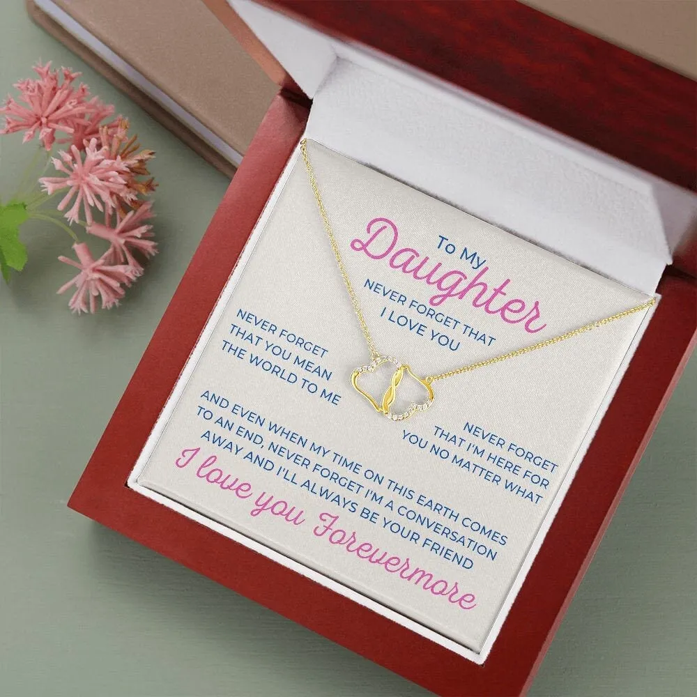 To My Daughter, Everlasting Love Gold and Diamond Necklace for Birthday or Christmas