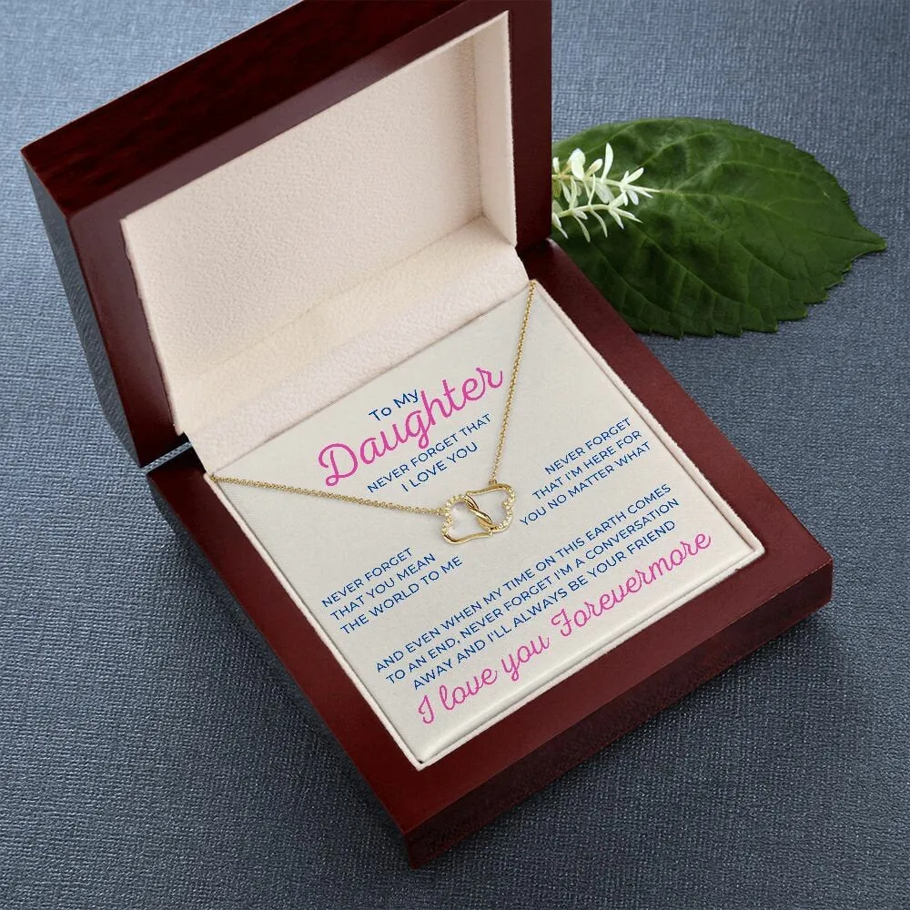 To My Daughter, Everlasting Love Gold and Diamond Necklace for Birthday or Christmas