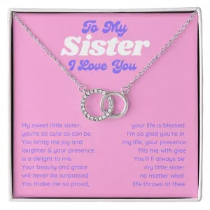 To My Sister I Love You Double Interlocking Circles White Gold, Sister Love Necklace, Sister Gift Necklace